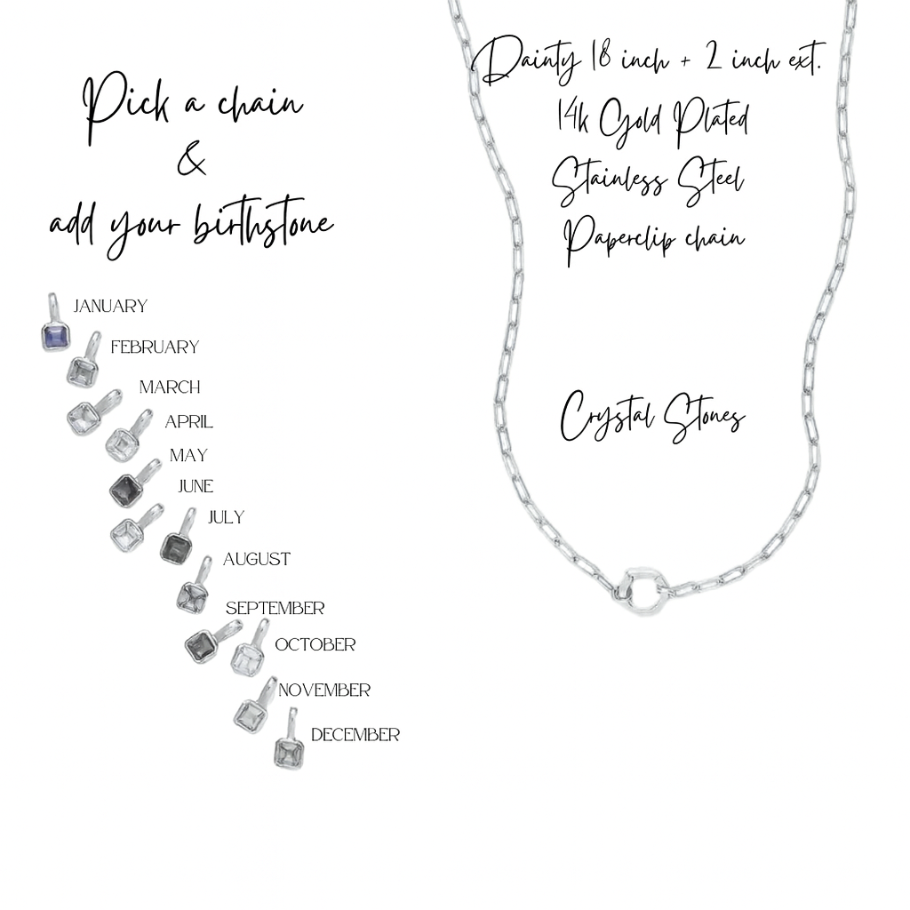 Kendall Birthstone Necklace – 18K Gold Non Tarnish Build your Own