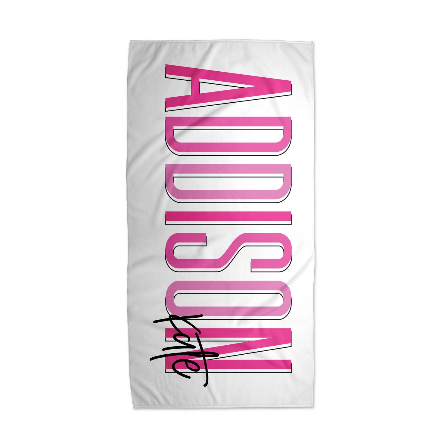 Personalized Outline Block Name Beach Towel | 10 Colorways