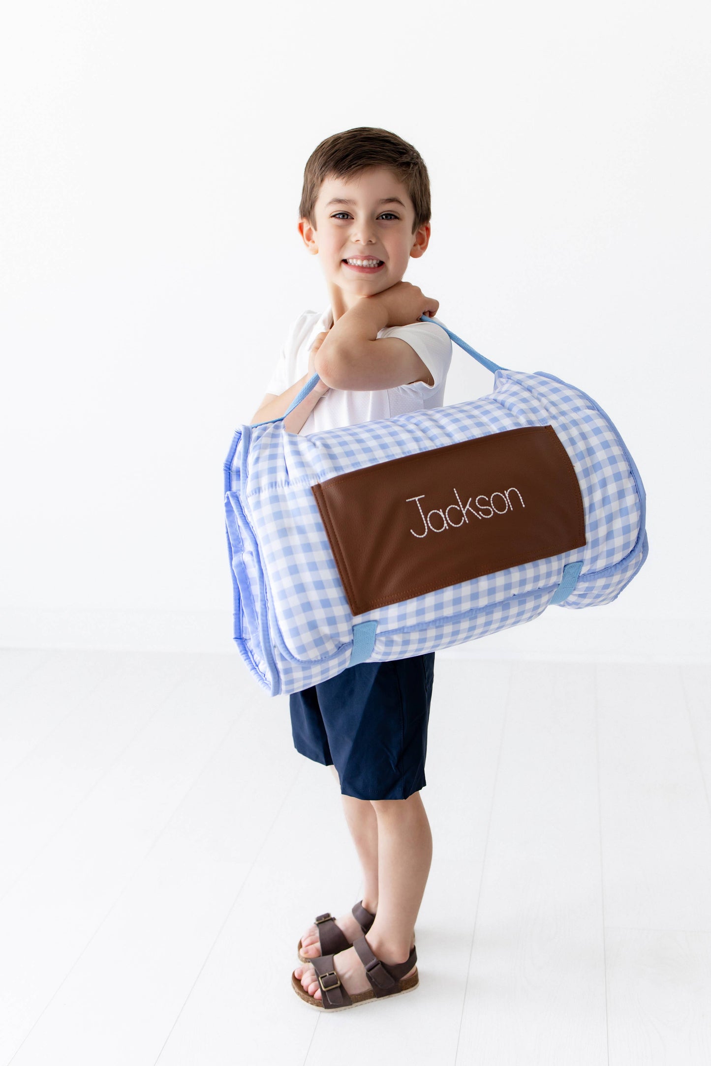 Boys Nap Mat - Blue Gingham