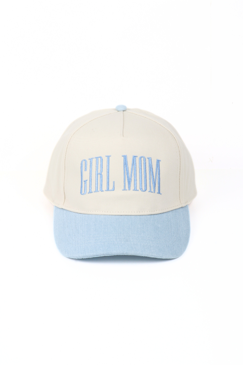 GIRL MOM embroidery Two Tone 5 Panel Baseball Cap
