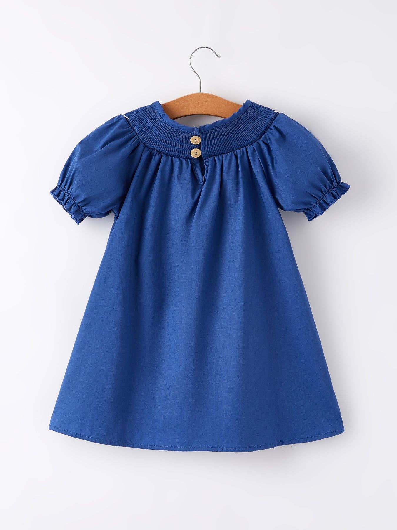 4th of july USA Embroidered Smocking Navy Blue Girls' Dress