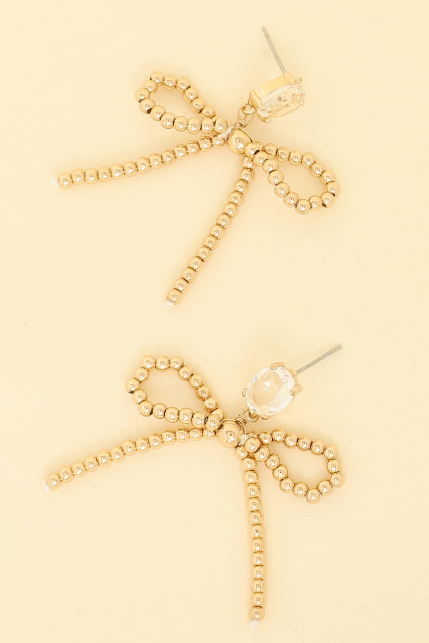 Crystal Long Tail Bow Knot Post Earrings