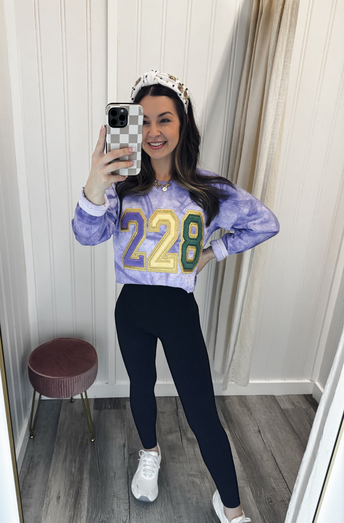 228 Mardi Gras Embroidered Comfort Color Sweatshirt