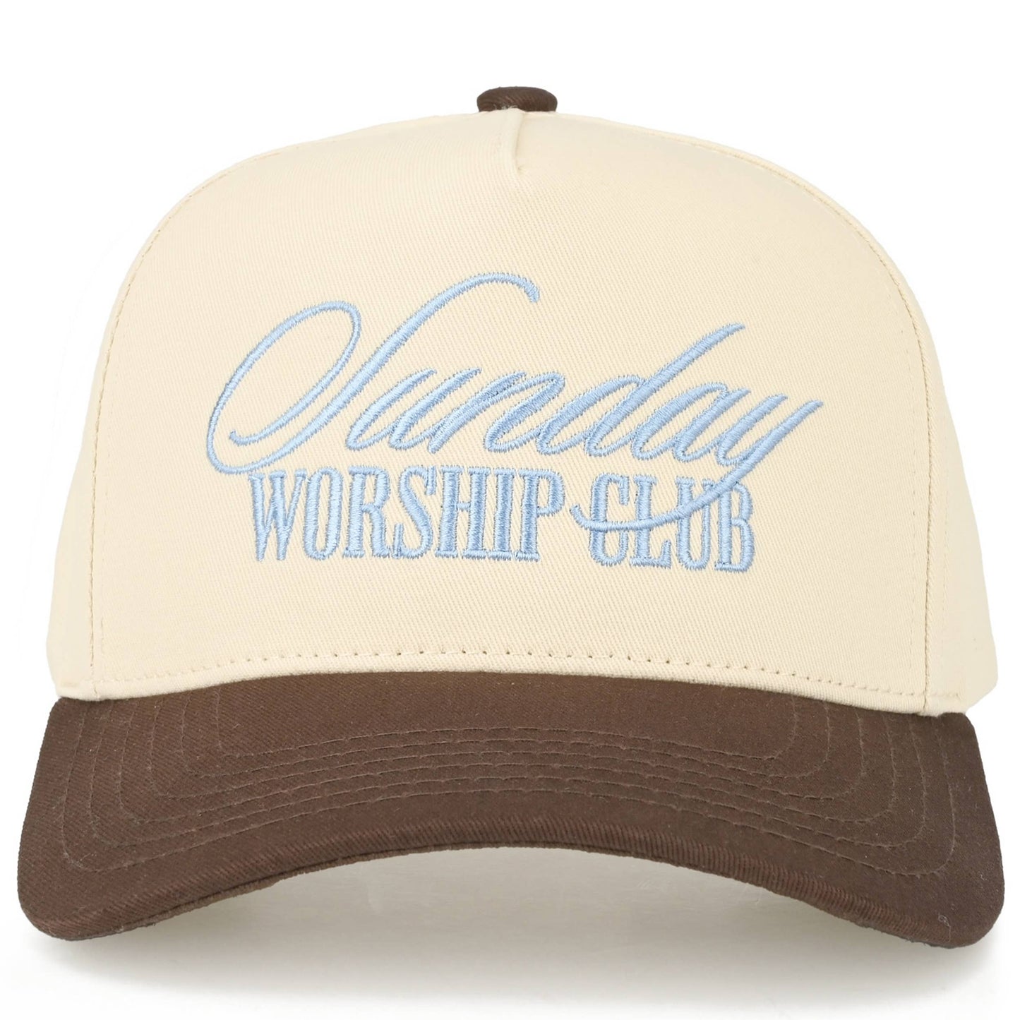 C.C SUNDAY WORSHIP CLUB Letter on Two Tone Trucker Hat