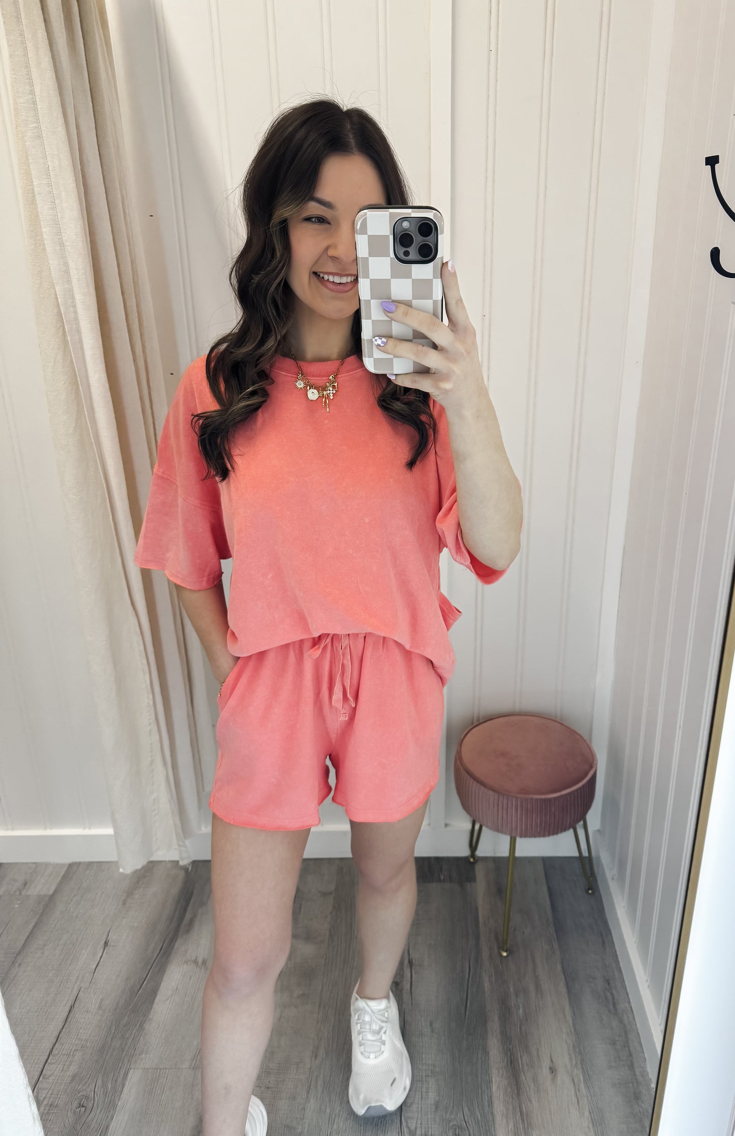 Mineral Washed Knit Top & Shorts