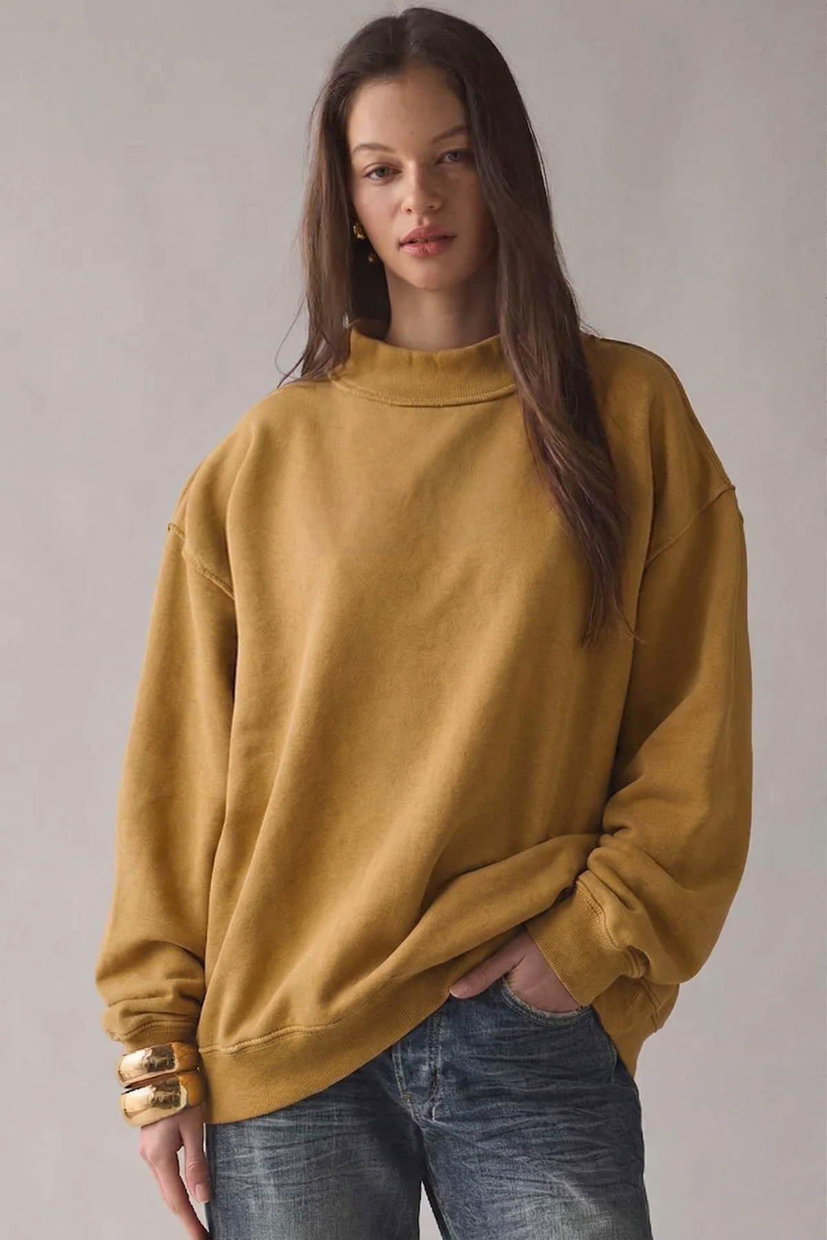 Solid Reversible Mock Neck Sweatshirt