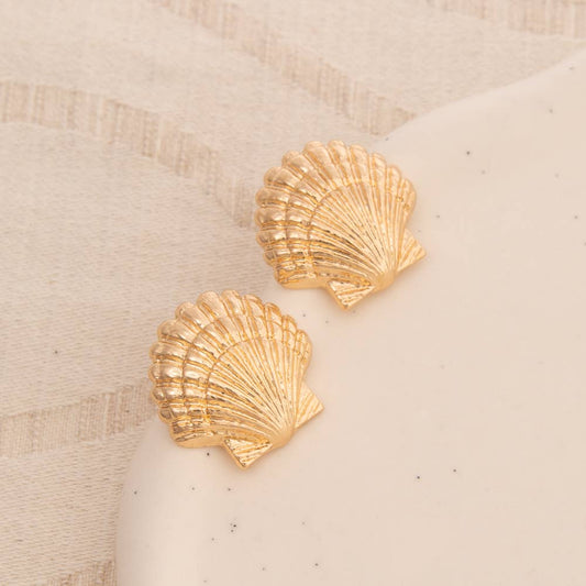 3D SCALLOP SHELL POST EARRINGS