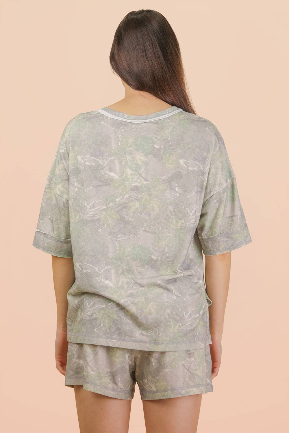 Camo Print Knit Top & Shorts Set