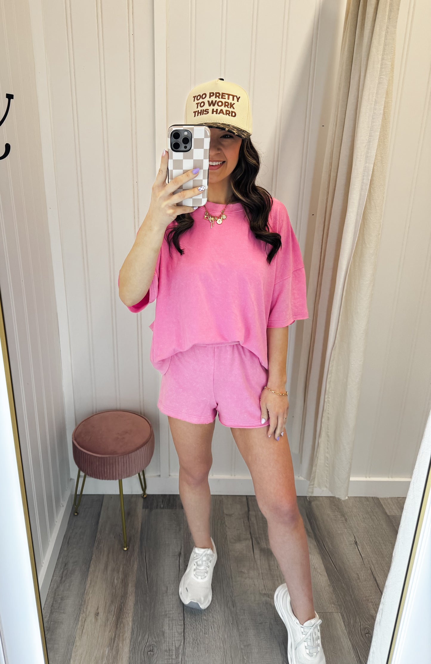 Mineral Washed Knit Top & Shorts