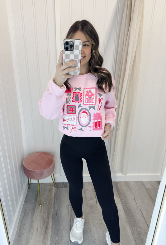 Preppy Christmas Stamps Sweatshirt