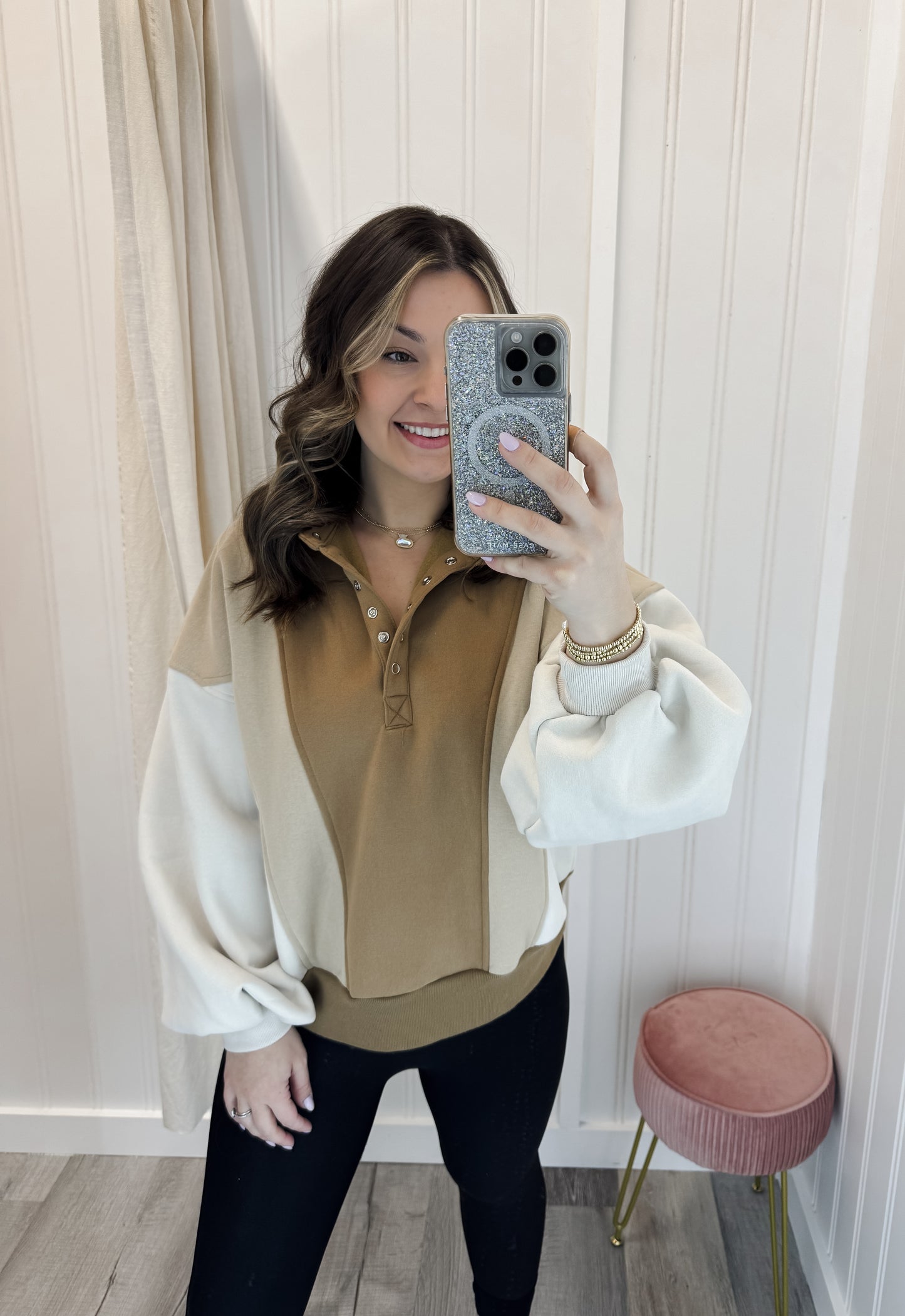 Tan Colorblock Pullover
