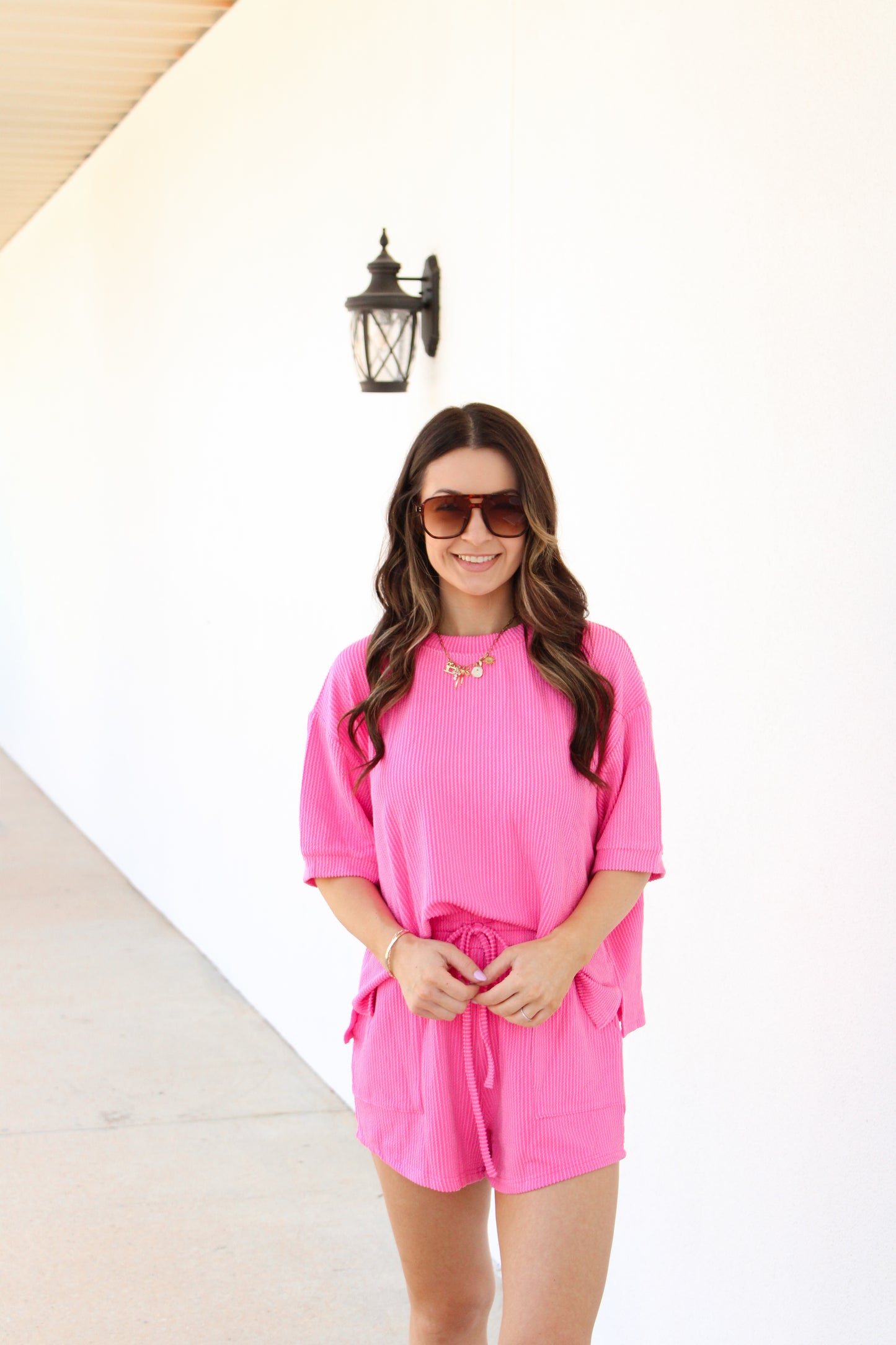 Ribbed Round Neck Top & Shorts Set