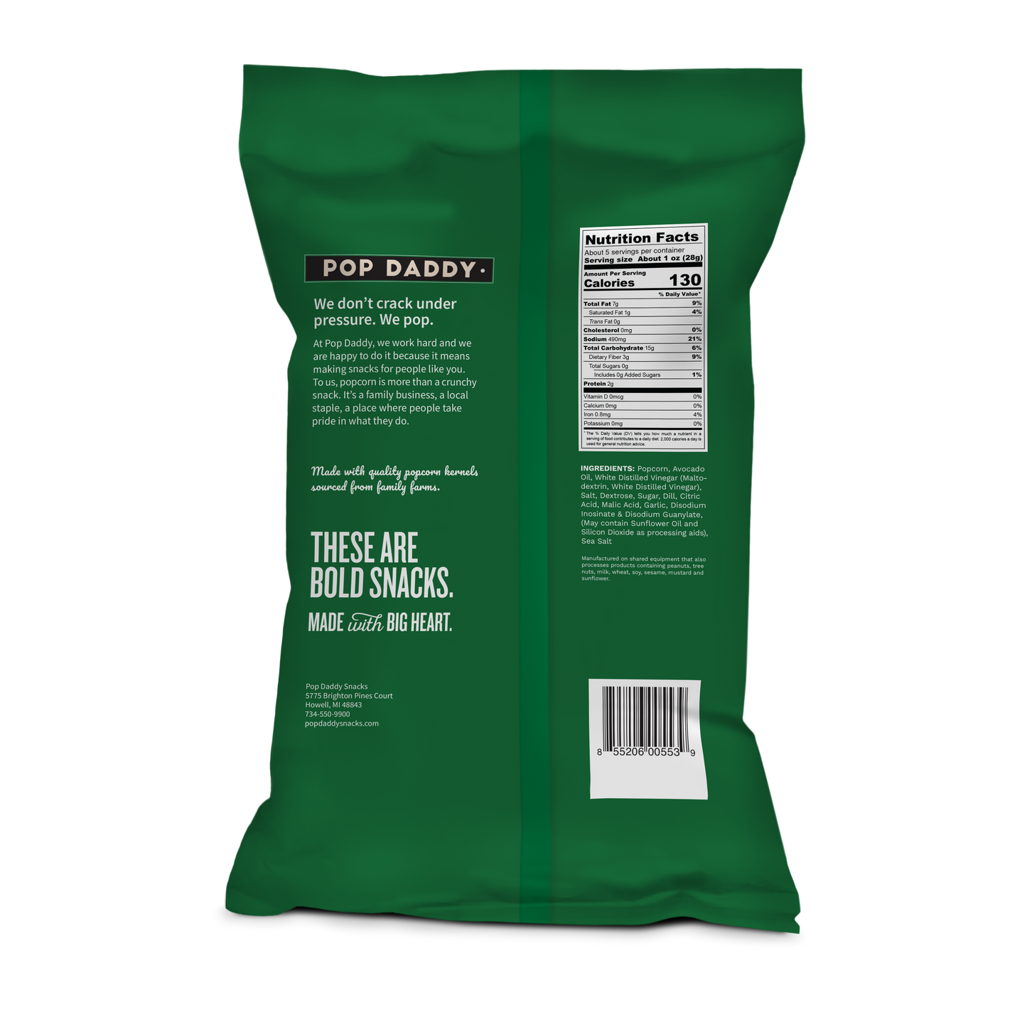 Pop Daddy – Dill Pickle Flavored Popcorn 5.0oz