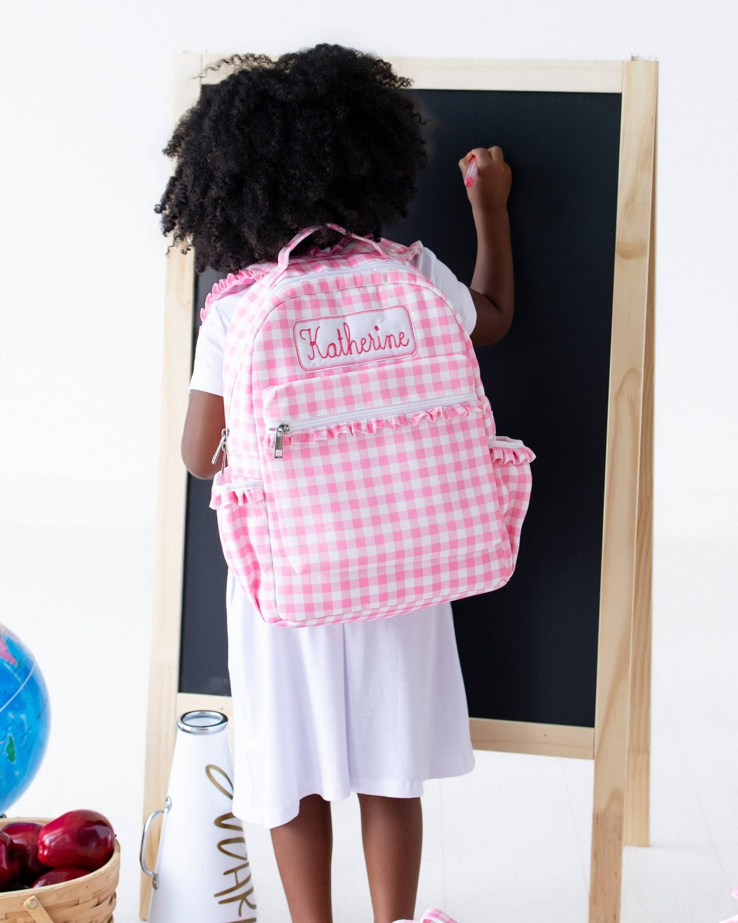 Girls Backpack - Pink Gingham