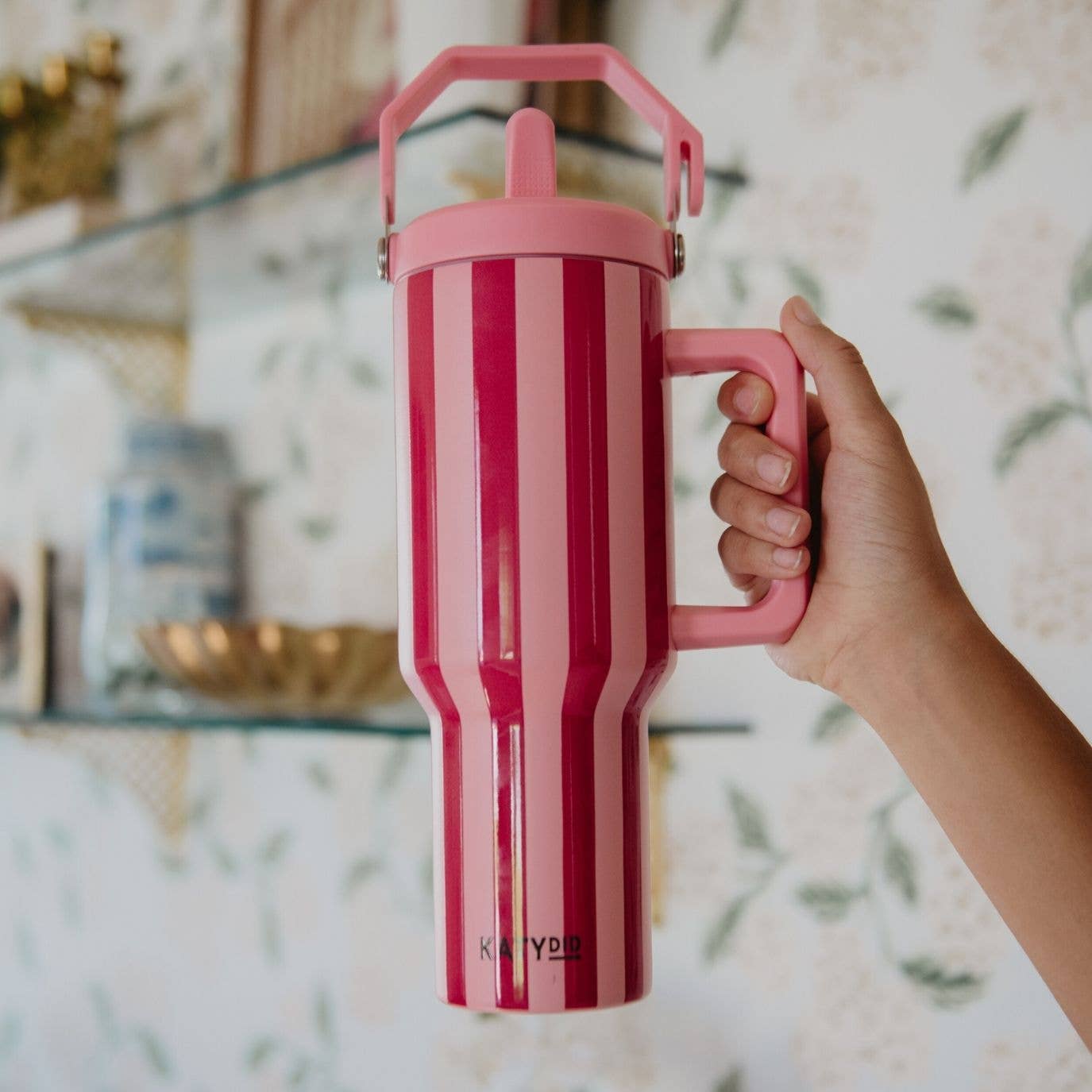 Pink and Wine Striped 38 Oz Grad Gift Cabana Jug Tumbler