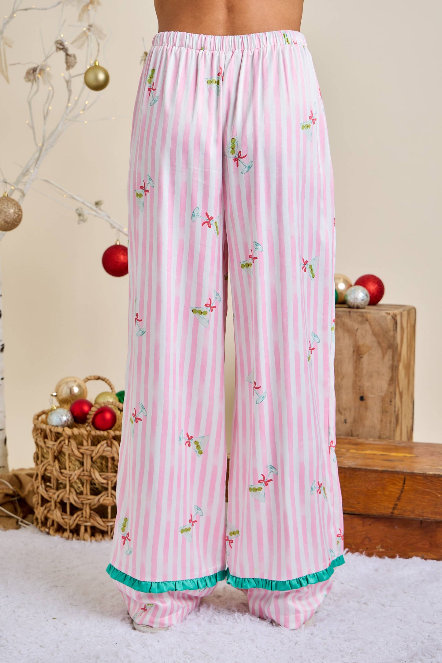 Candy Cane Bow Pajama Set – Holiday Lounge Wear