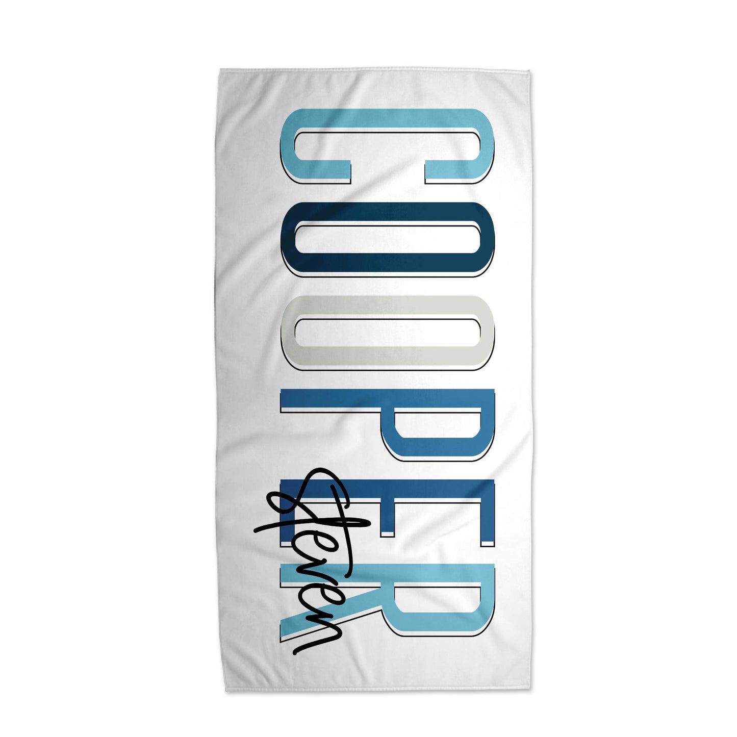 Personalized Outline Block Name Beach Towel | 10 Colorways
