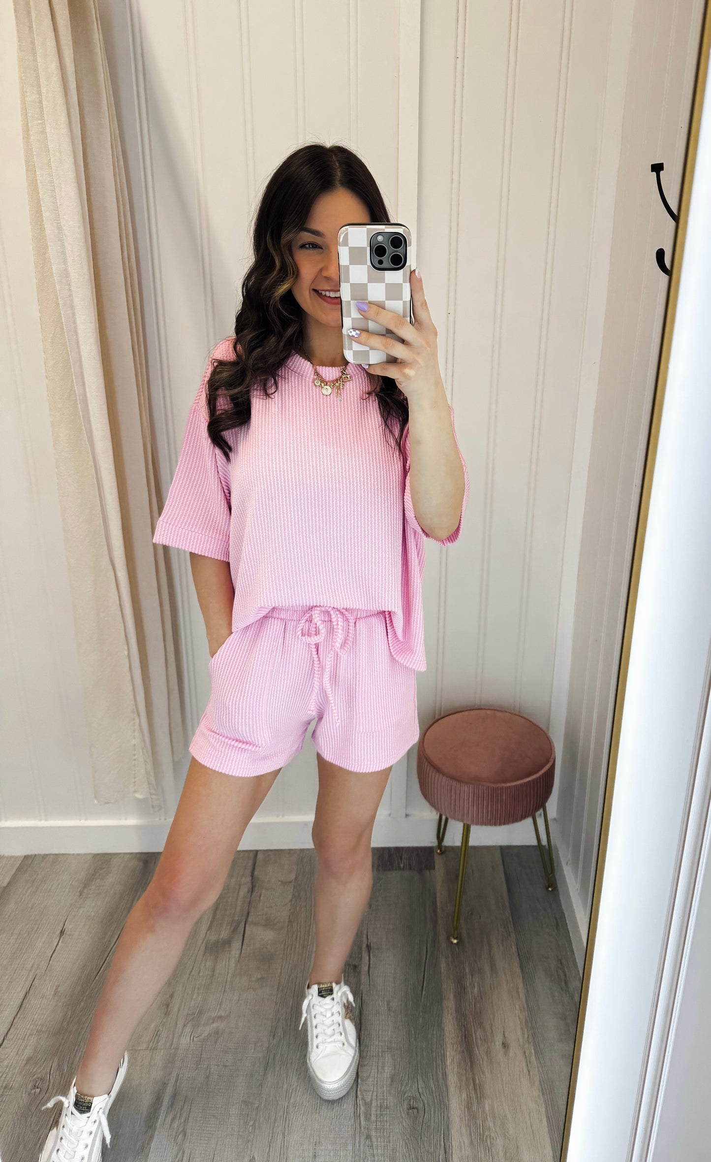 Ribbed Short Sleeve Top & Shorts Set