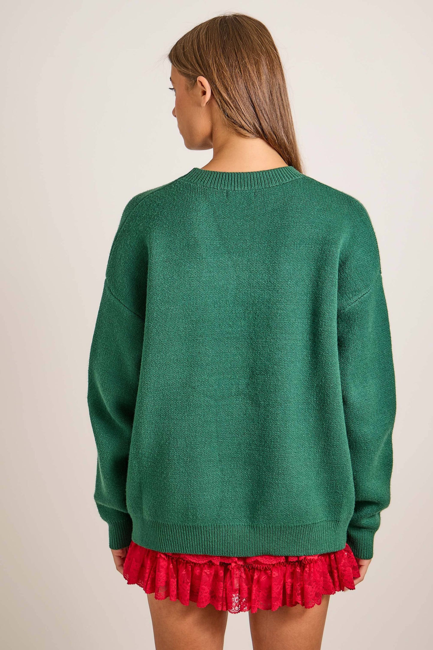 Merry & Bright Embroidered Christmas Knit Sweater