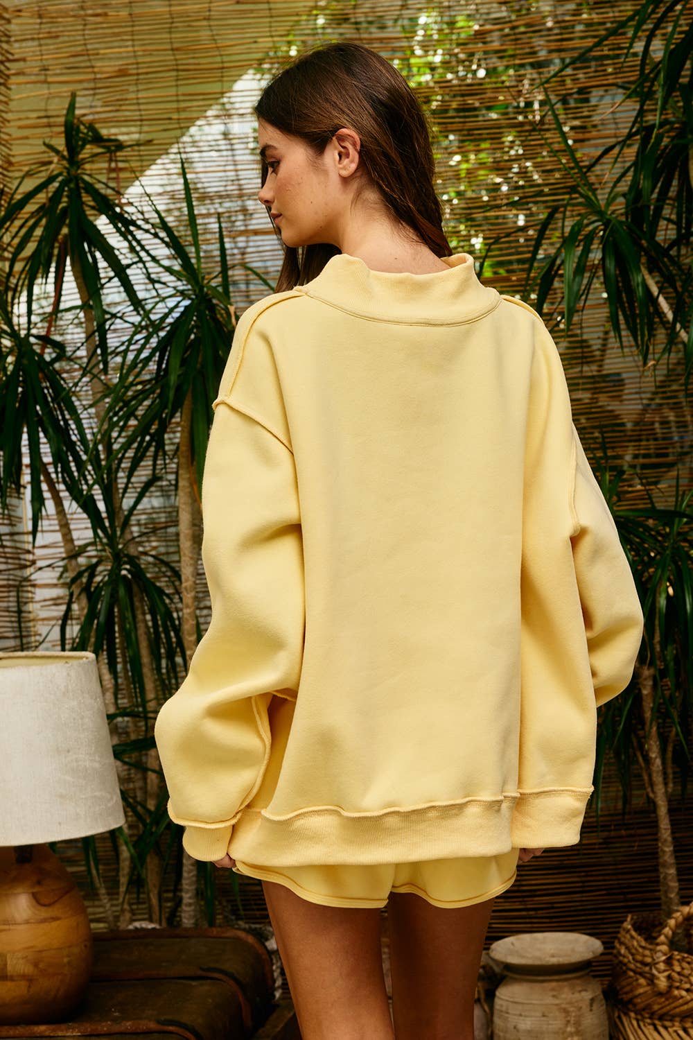 Solid Reversible Mock Neck Sweatshirt