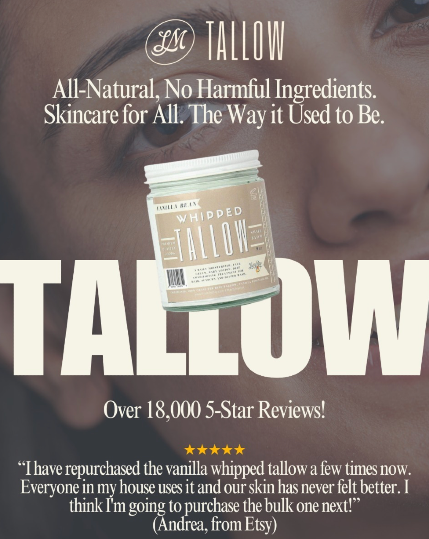 Vanilla Whipped Tallow Moisturizer | 100% Natural Skincare