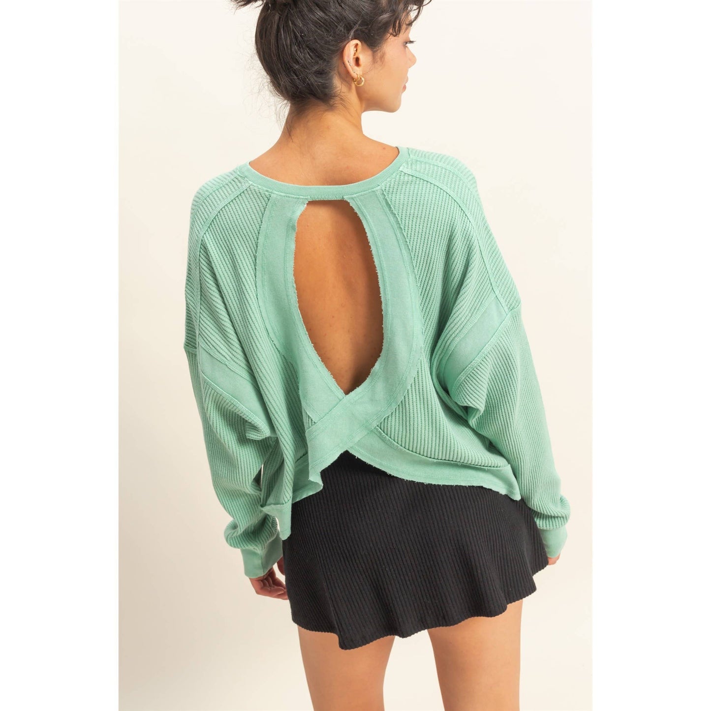 Emerald Open Back Long Sleeve Top