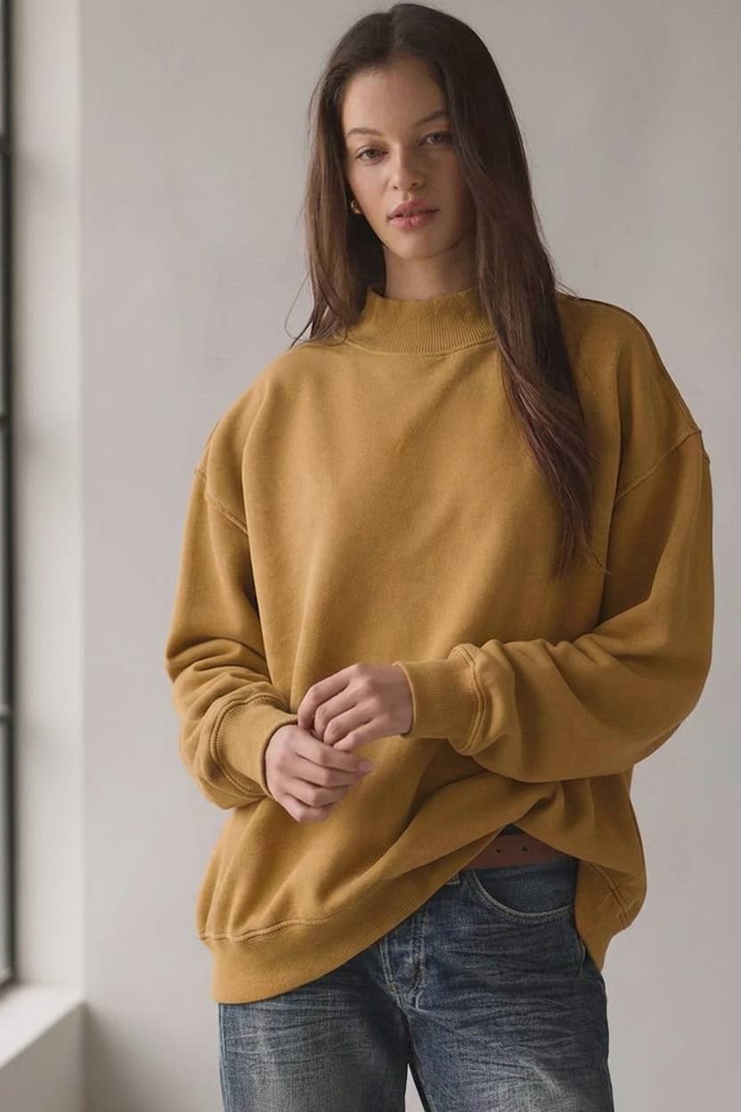 Solid Reversible Mock Neck Sweatshirt