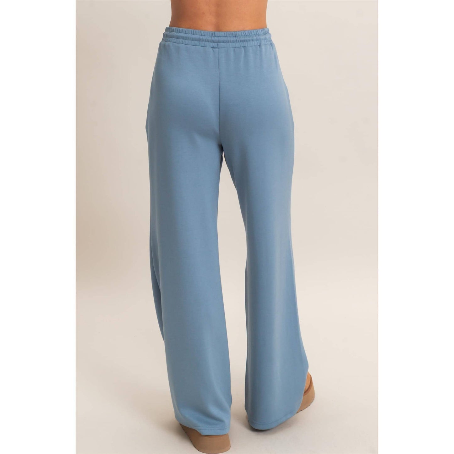 Drawstring Waist Pintuck Wide Leg Pants