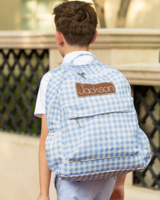 Boys Backpack - Blue Gingham
