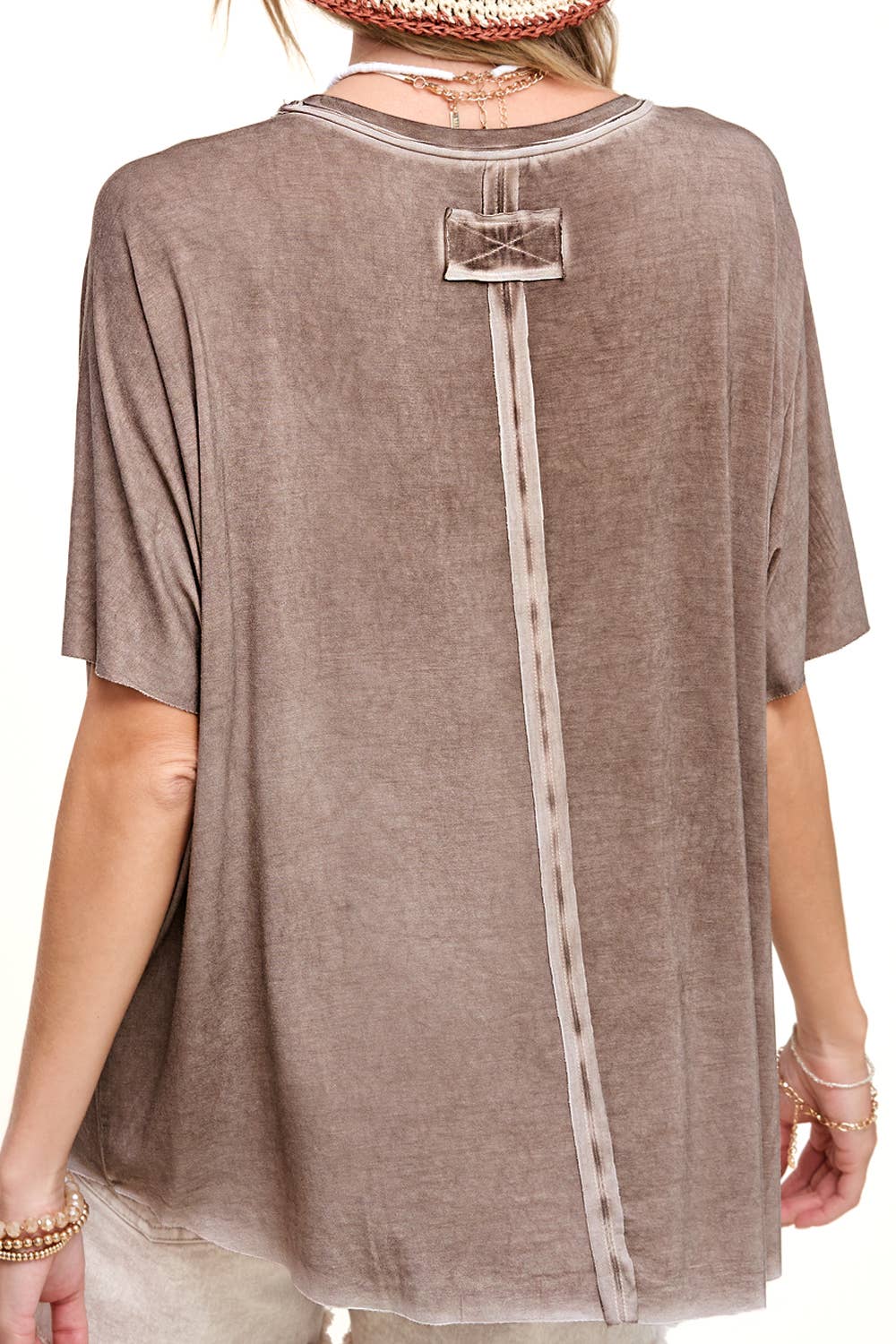 Dyed Fabric Round Neck Short Sleeve Top