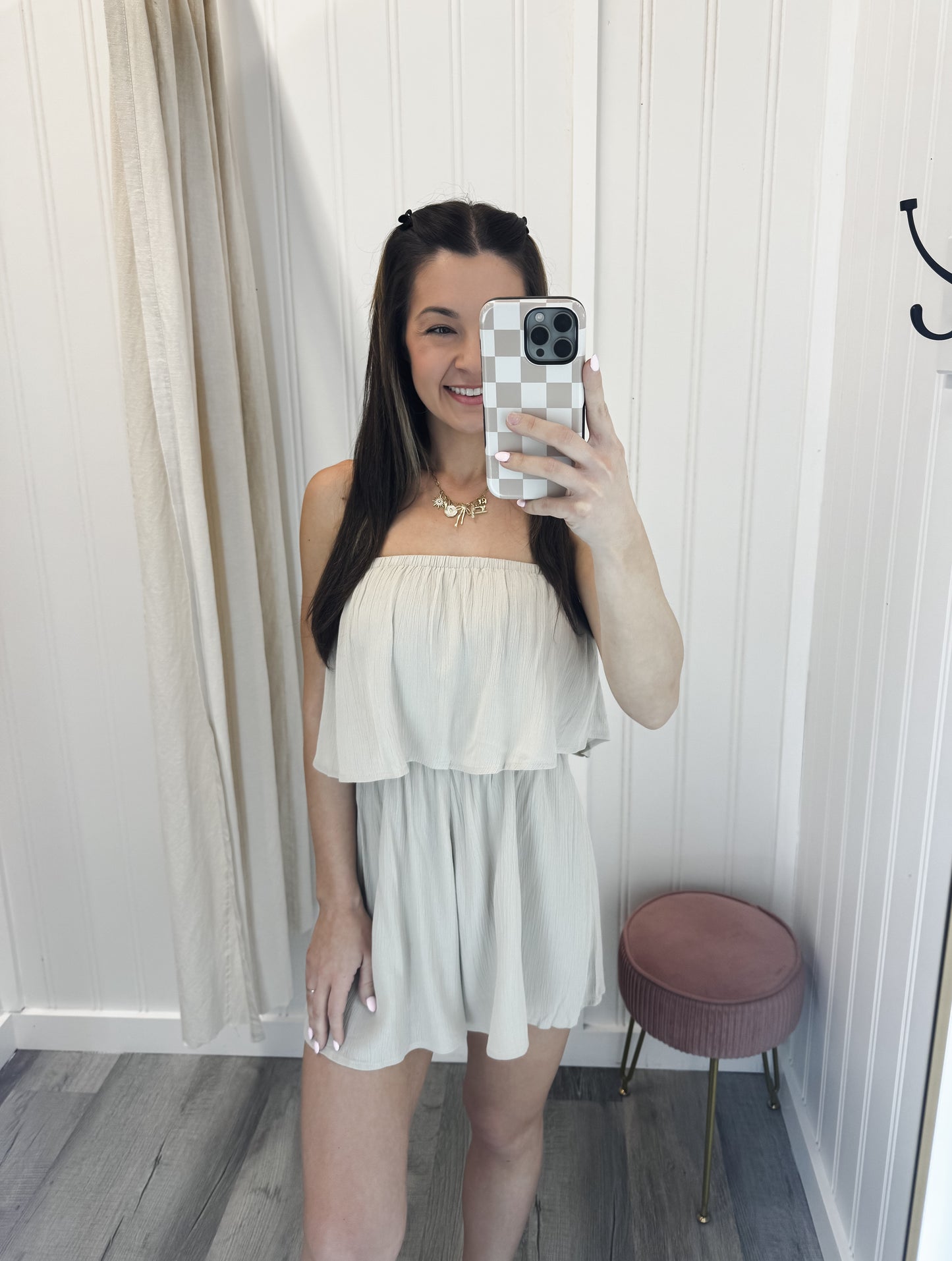 Woven Strapless Romper