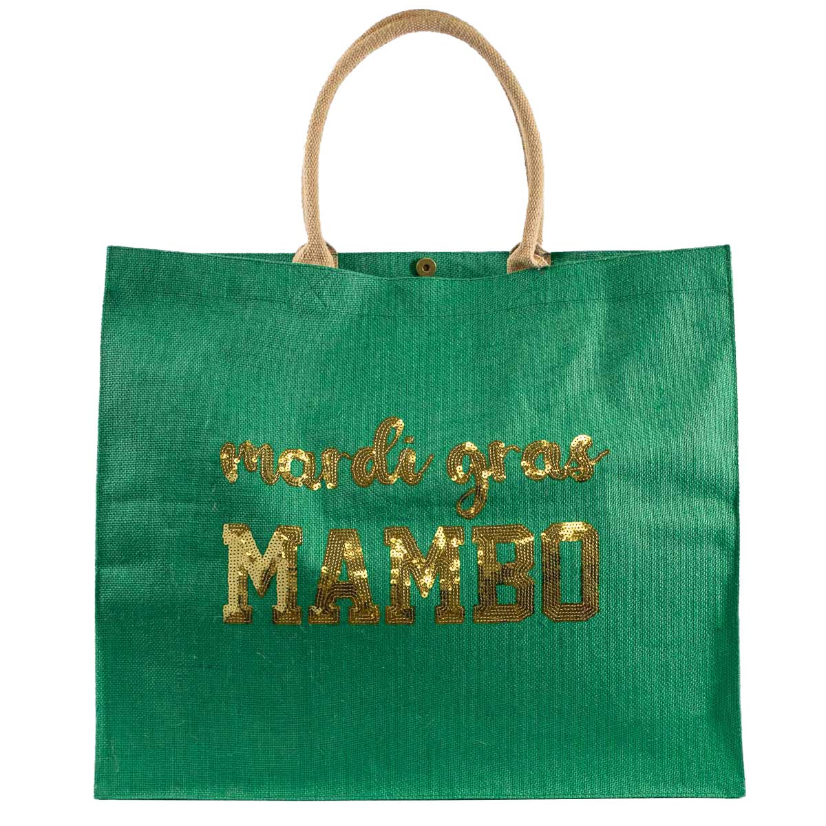 Mardi Gras Sequin Mambo Carryall Tote Green/Gold   19x22x8