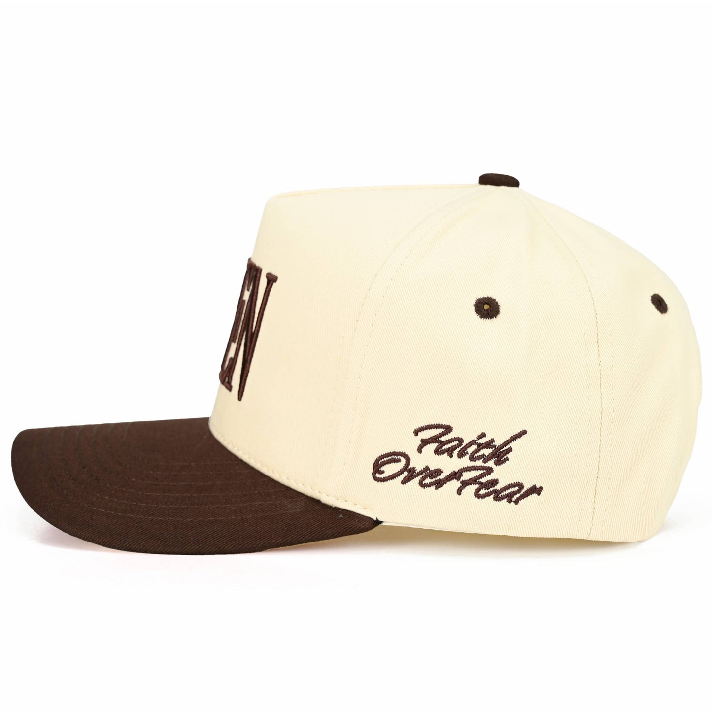 C.C AMEN Embroidered Letter Two Tone Trucker Hat