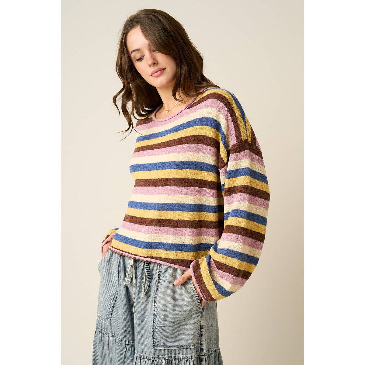 Striped Sweater Knit Top