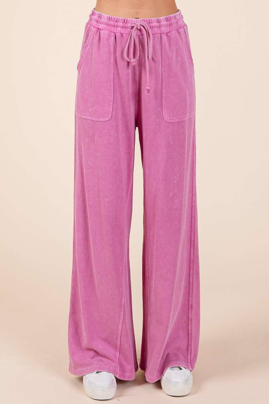 Mineral Washed Wide Leg Pants