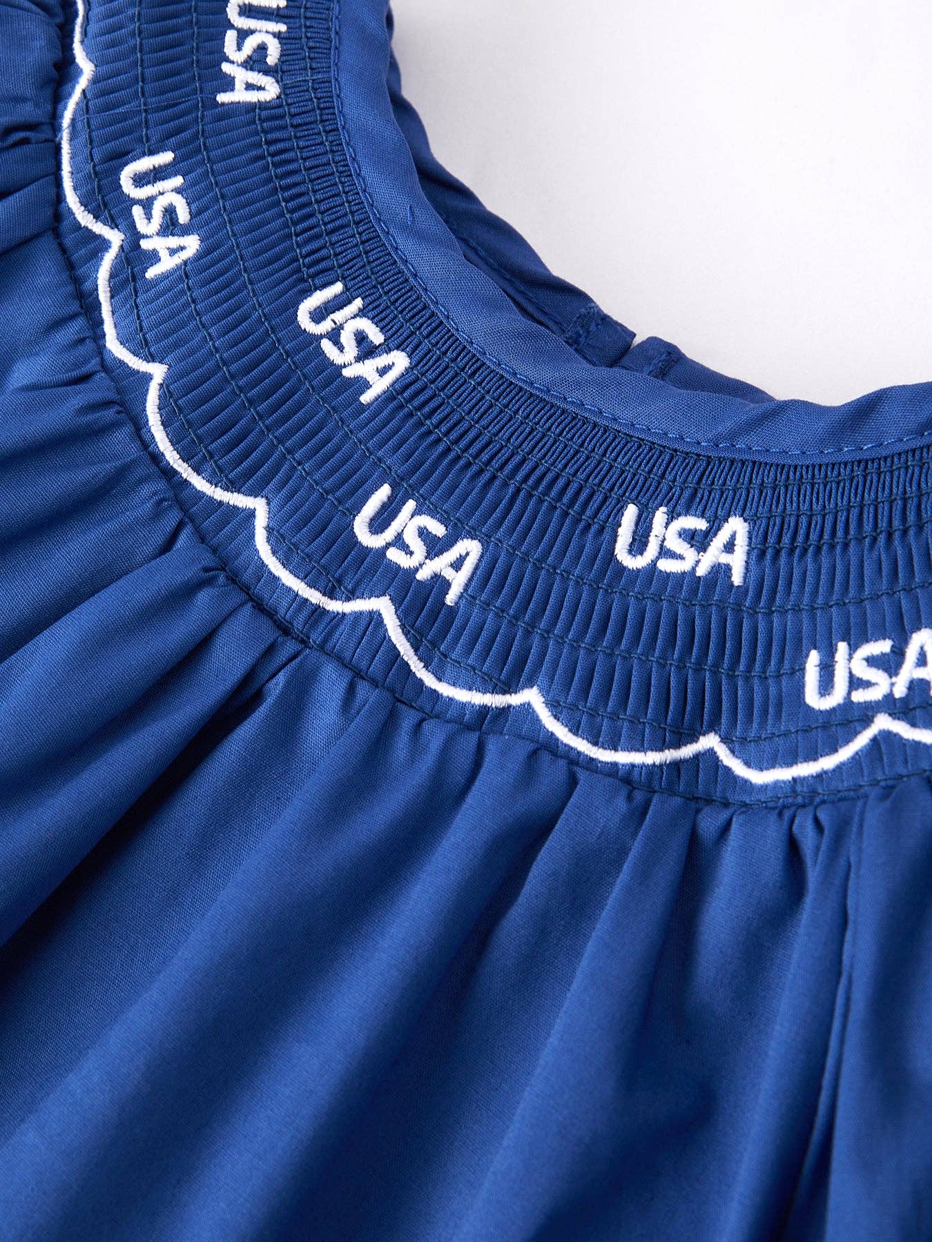 4th of july USA Embroidered Smocking Navy Blue Girls' Dress