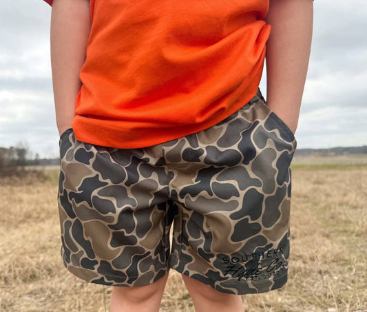 Brown Retro Camo Shorts