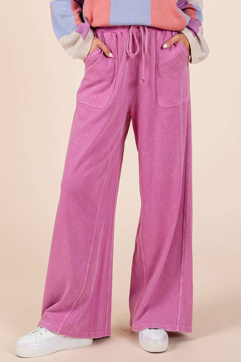 Mineral Washed Wide Leg Pants