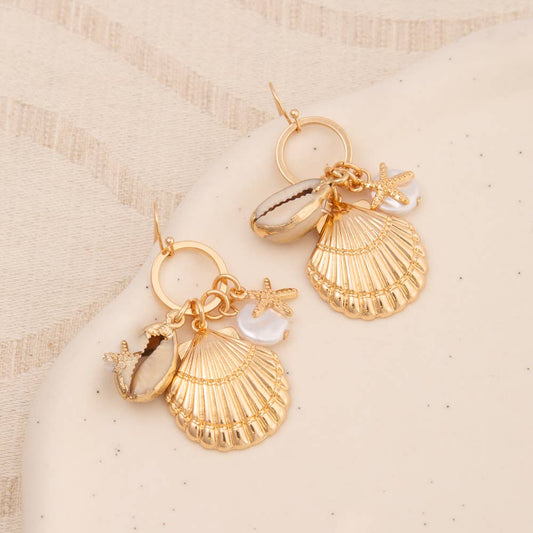 Seashell Theme Charm Earrings
