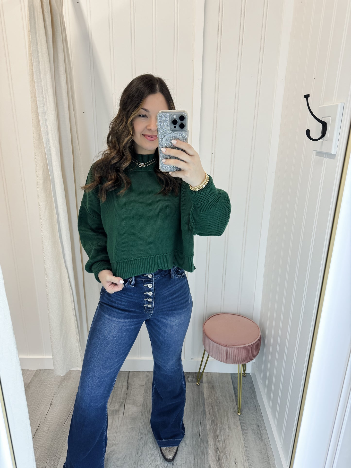 Side Slit Cropped Oversized Sweatshirt