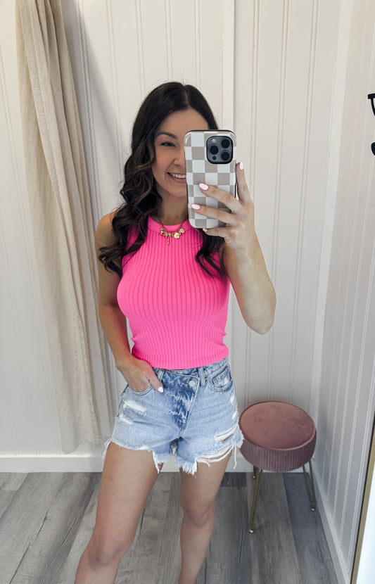 Seamless Ribbed Crop Tank Top