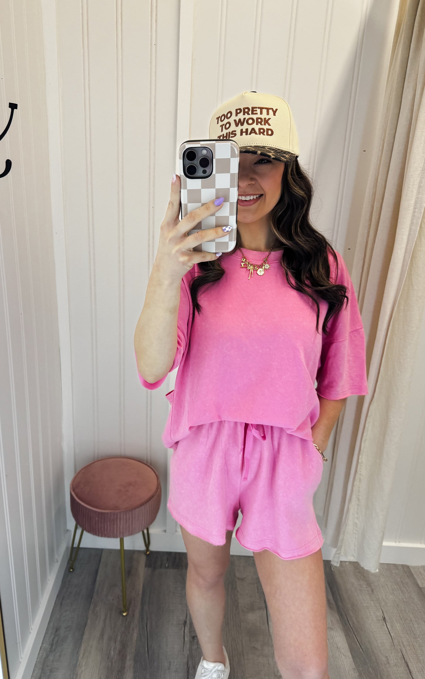Mineral Washed Knit Top & Shorts