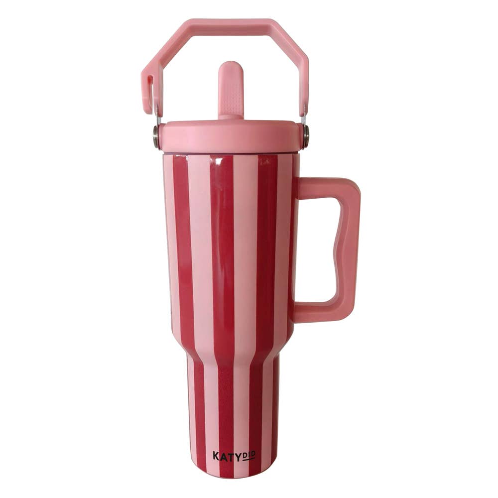 Pink and Wine Striped 38 Oz Grad Gift Cabana Jug Tumbler