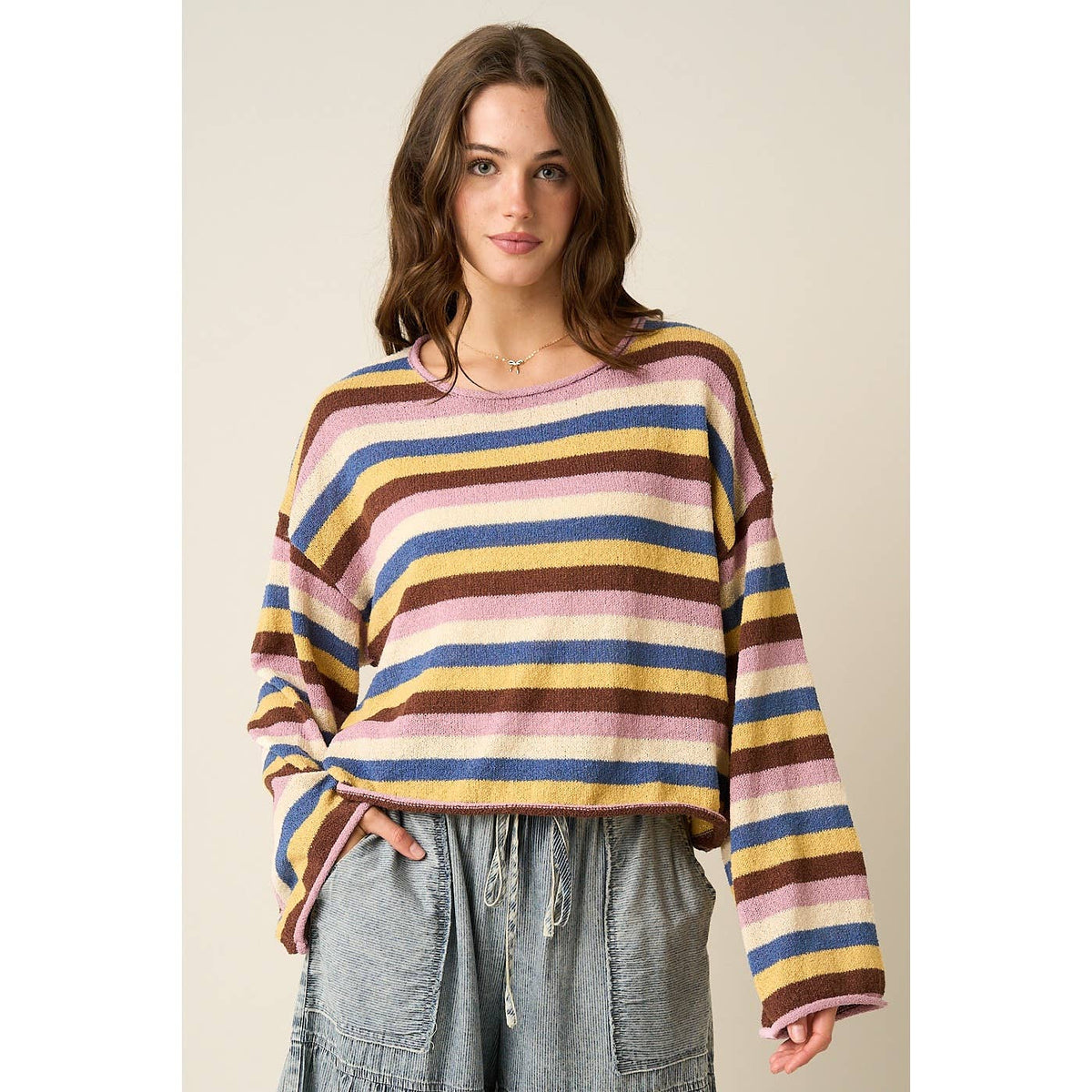 Striped Sweater Knit Top