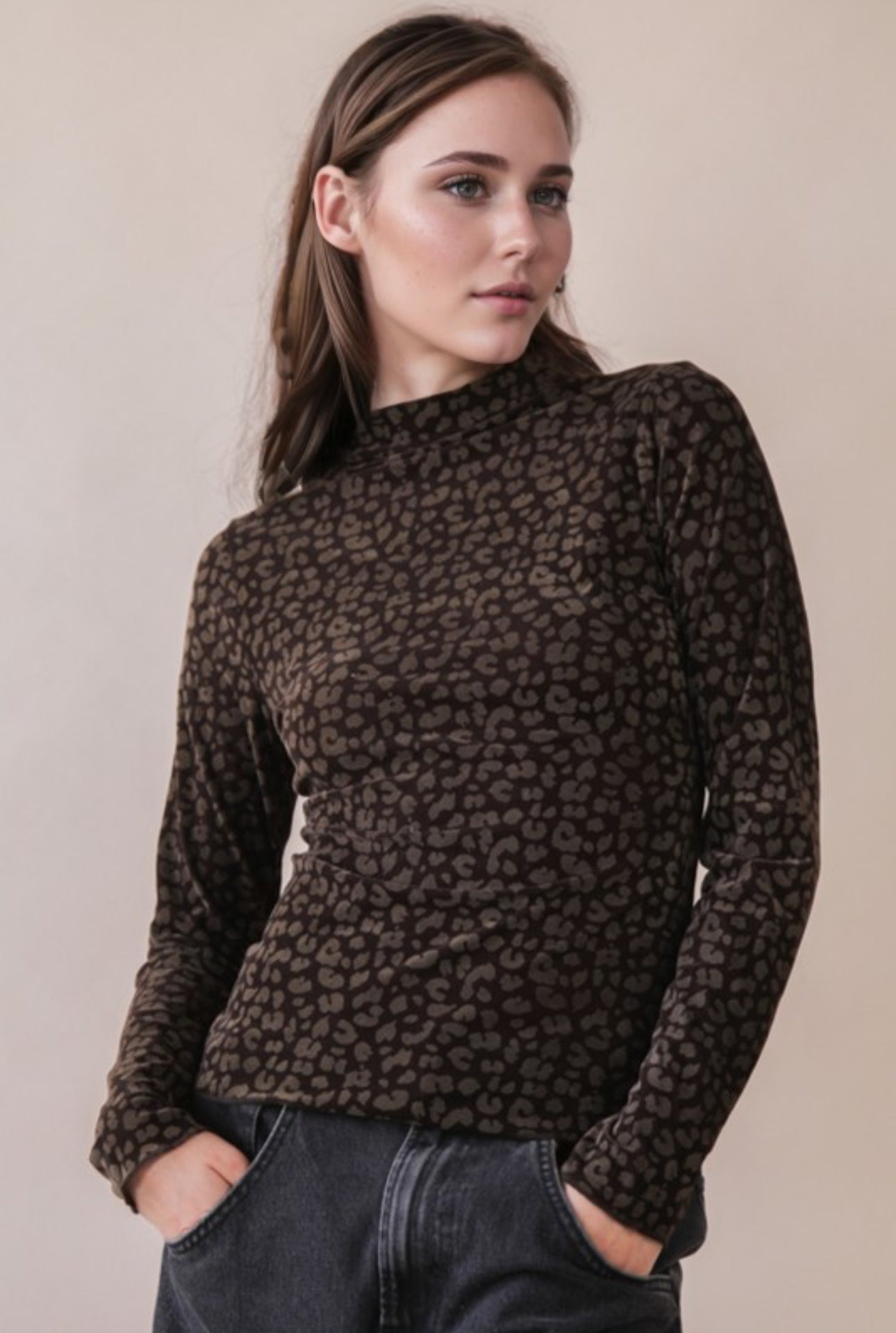 Leopard Fitted Long Sleeve Top
