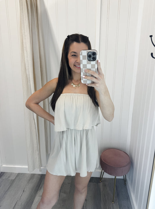 Woven Strapless Romper