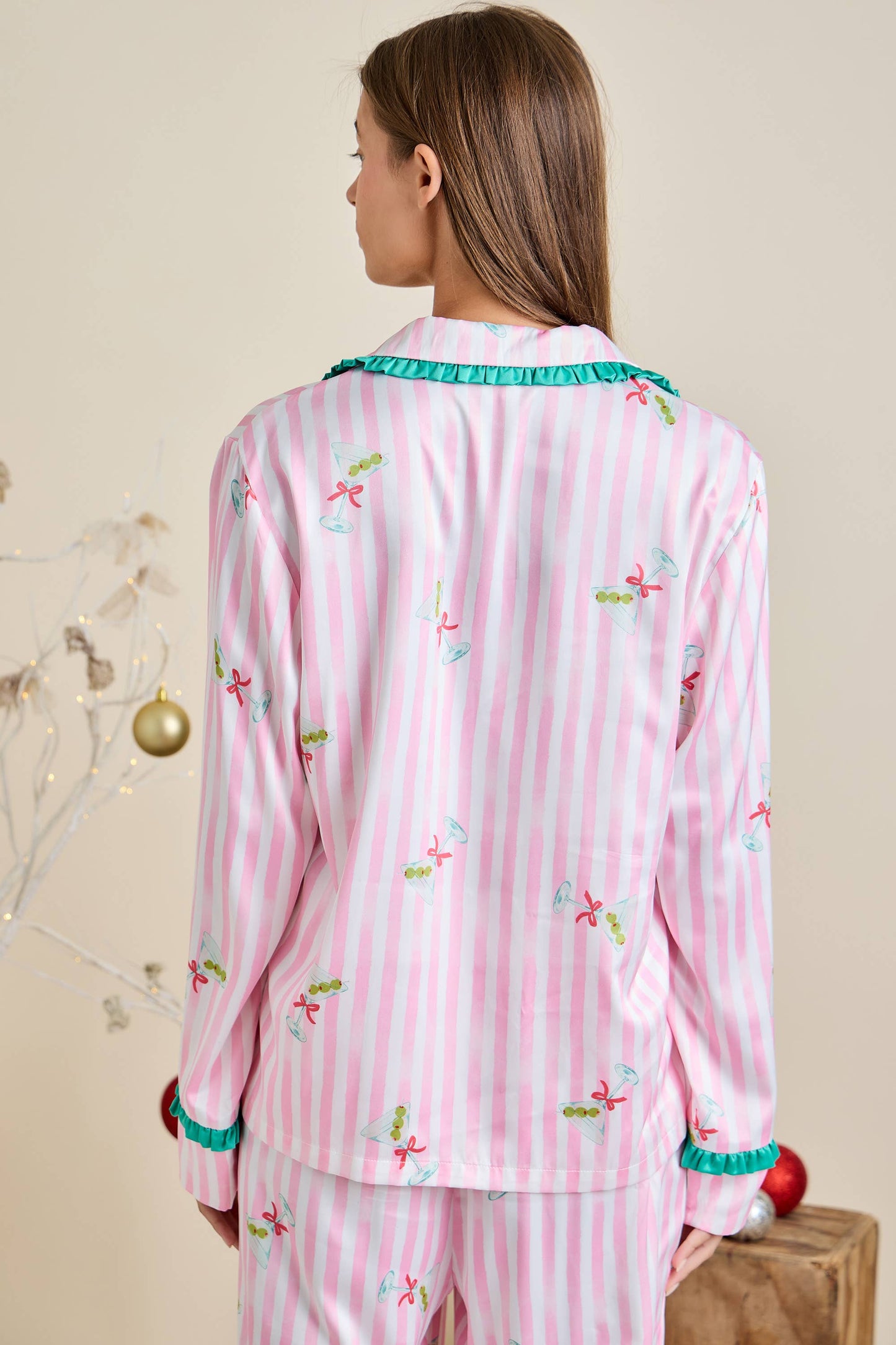 Candy Cane Bow Pajama Set – Holiday Lounge Wear