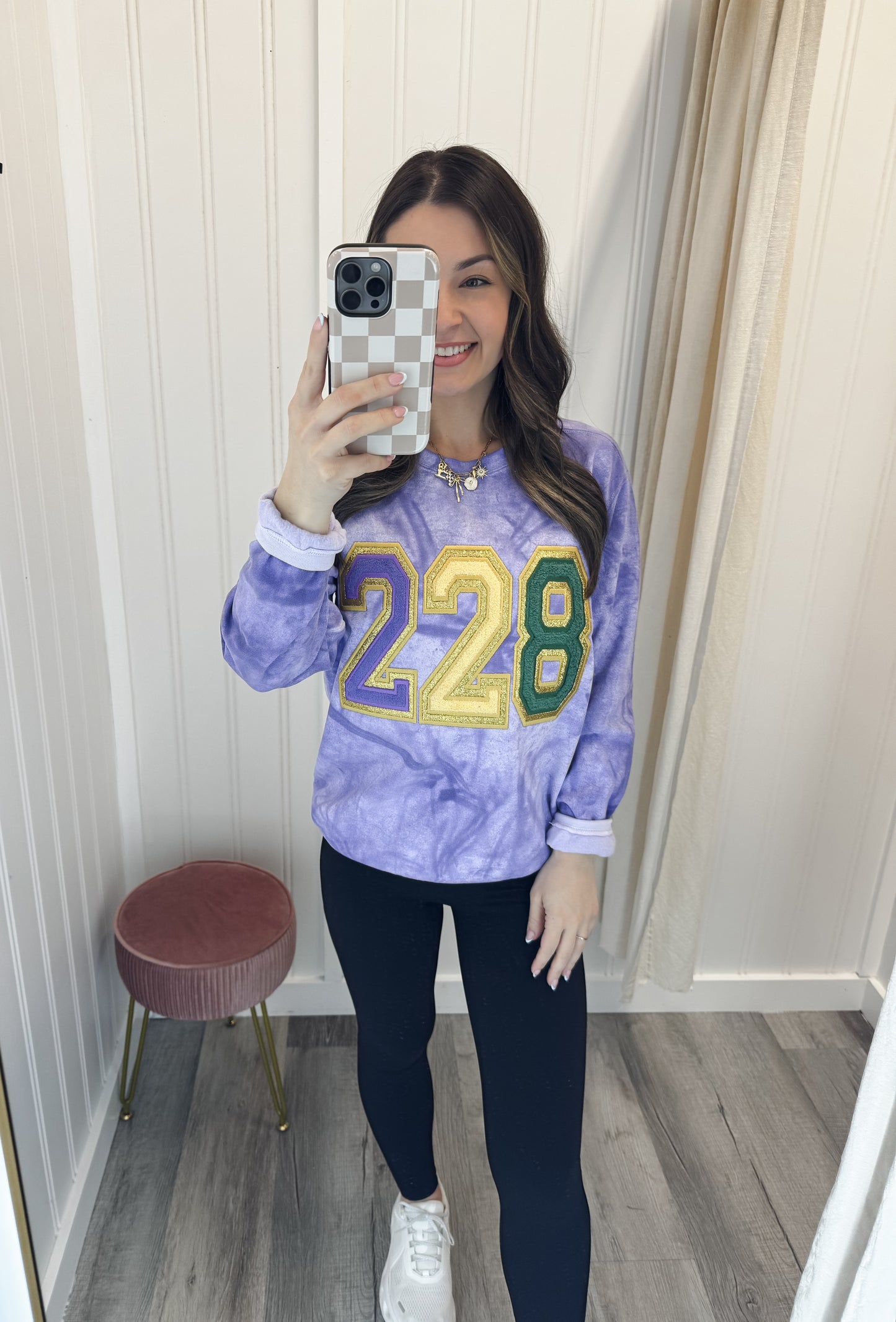 228 Mardi Gras Embroidered Comfort Color Sweatshirt