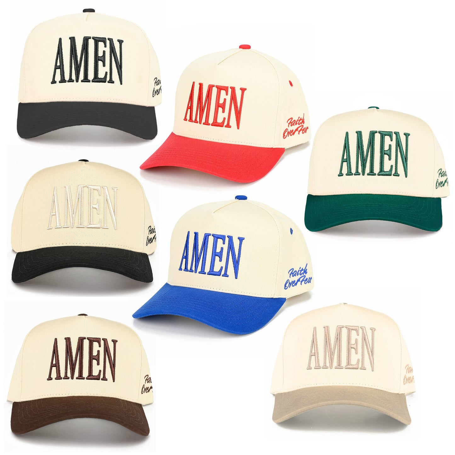 C.C AMEN Embroidered Letter Two Tone Trucker Hat