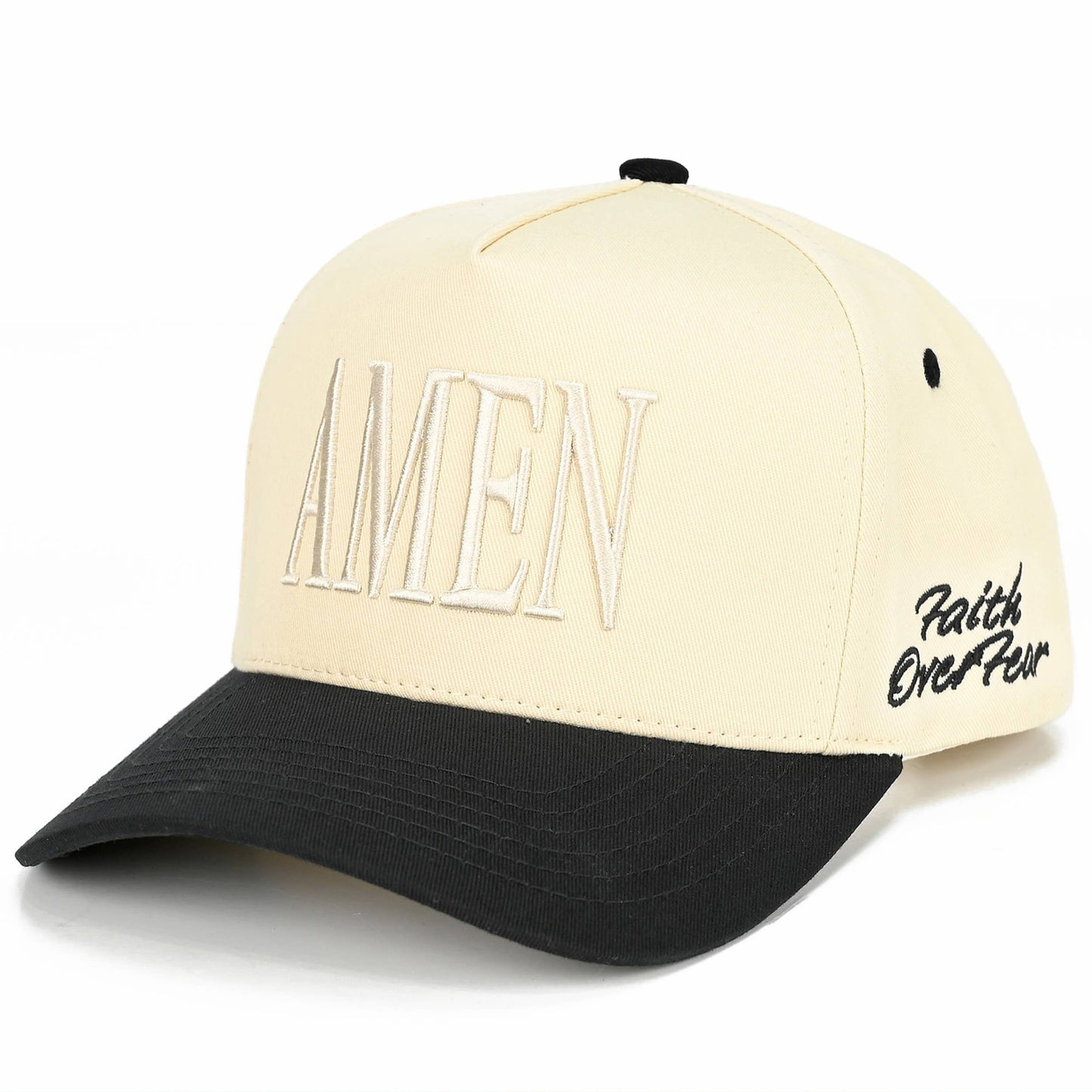 C.C AMEN Embroidered Letter Two Tone Trucker Hat